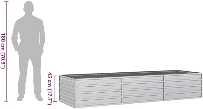 Garden Raised Bed Silver Galvanized Steel, Large 94.5x31.5x17.7 Inch Outdoor Planter for Vegetables, Herbs, Flowers