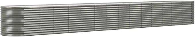 Patio Raised Bed Powder-Coated Steel 244.1"x31.5"x26.8" Gray,Raised Garden Bed,Outdoor Planters for Flower Herb Garden