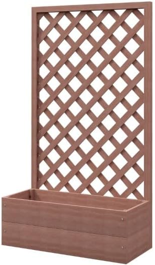 Wooden Garden Bed,Raised Garden Bed Planting Planter Box with Trand Drain Holes for Climbing Vine Plants