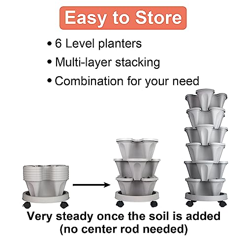 Vertical Planter Tower (Gray / 6 Tier)