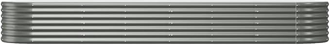 Extra Large Oval Garden Raised Bed, Grey Powder-Coated Steel Planter Box for Outdoor Plants, 116.5x31.5x14.2 Inch Tough Metal Planter for Vegetables, Herbs, Flowers