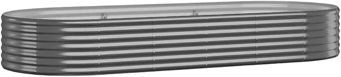 Large Anthracite Powder-Coated Steel Garden Raised Bed, Oval Outdoor Planter for Vegetables, Herbs, Flowers, Durable 98-inch