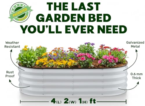 Galvanized Raised Garden Beds Outdoor (Light Gray)