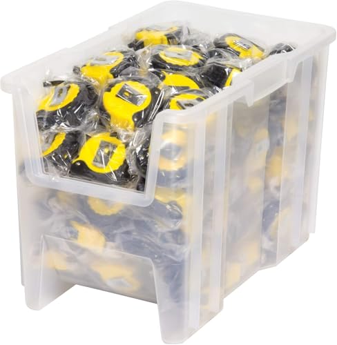 Stak-N-Store Stackable Storage Bins, 17.5"x11"x12.5", Clear, 4-Pk (Clear / 7.4 Gallons)