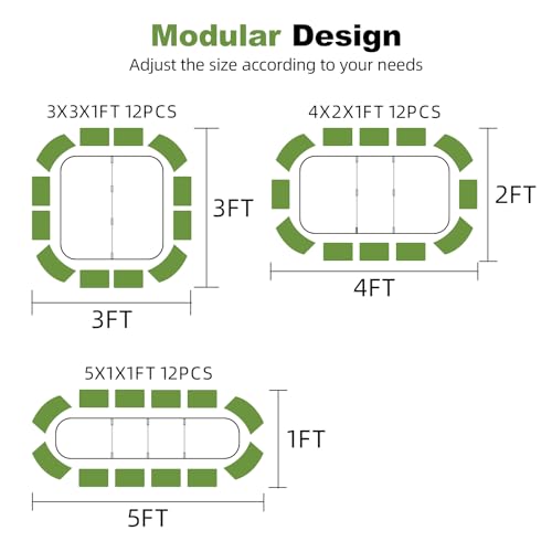 3-in-1 Modular Raised Garden Bed Kit - Adjustable Sizes (4x2x1ft, 3x3x1ft, 5x1x1ft) - Heavy-Duty Galvanized Steel Planter Box with Bracing Rods & Gloves for Vegetables, Fruits, Flowers (Green / 4×2×1FT)