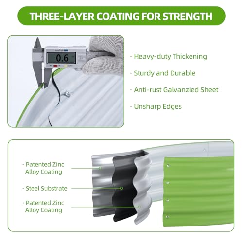 Galvanized Raised Garden Bed (Green / 8×4×1FT (2-pack）)