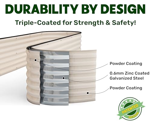 9-in-1 Galvanized Steel Raised Garden Bed // 8×2×1.5 ft Modular Planter for Gardening, Vegetables, Flowers // 18" Tall Metal Raised Garden Beds Outdoor (White) // Patented Design Planter Box (White / 8x2x1.5 ft)