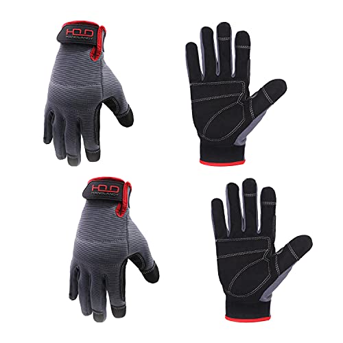 Work Gloves for Men & Women (Grey (2 Pairs) / Large)