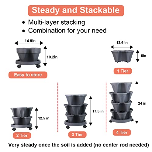 Vertical Planter Tower (Dark Gray / 4 Tier)