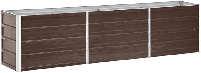 Garden Raised Bed Galvanized Steel 94.5"x15.7"x17.7" Brown,Raised Garden Bed,Outdoor Planters for Flower Herb Garden