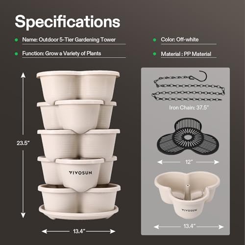 5 Tier Vertical Gardening Stackable Planter for Flowers (1 Pack)