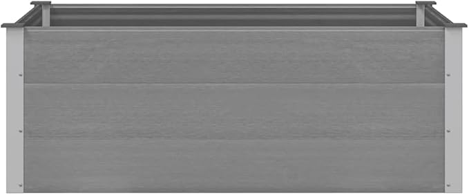 Grey Wood-Plastic Composite Raised Garden Bed 59.1x39.4x21.3 in, Modern Rectangular Planter Box for Flowers Vegetables Herbs, Durable Outdoor Patio Container with Easy
