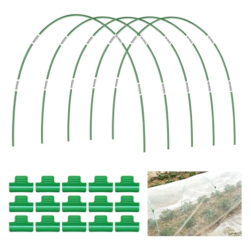 25 PCS Rust Free Garden Hoops for Raised Beds With Garden Netting Clips (25PCS)