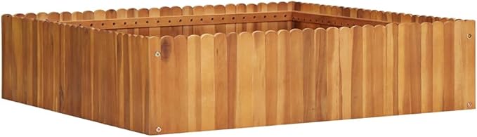 Plant Raised Garden Boxes Outdoor Planting Boxes Garden Raised Bed 39.3"x39.3"x9.8" Solid Acacia Wood Suitable for Vegetables, Lawn, Turf, Yard