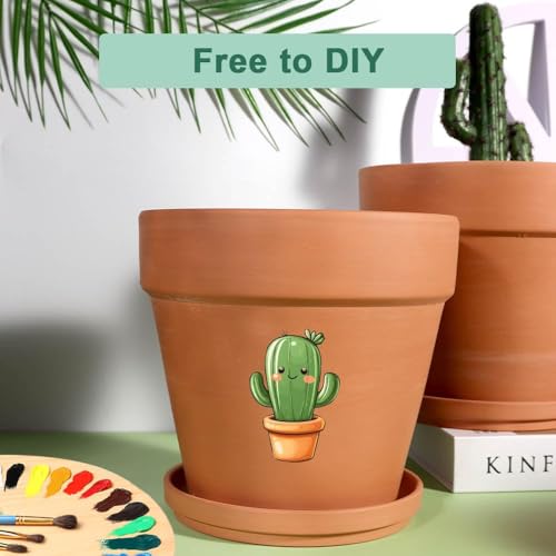 8 Inch Clay Pot for Plant with Saucer (Brown)