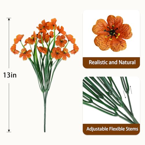 24PCS Artificial Fall Flowers for Outdoors (Orange / 24PCS)