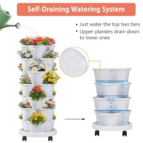 7 Tier Vertical Garden Planter (White / 7 Tier)