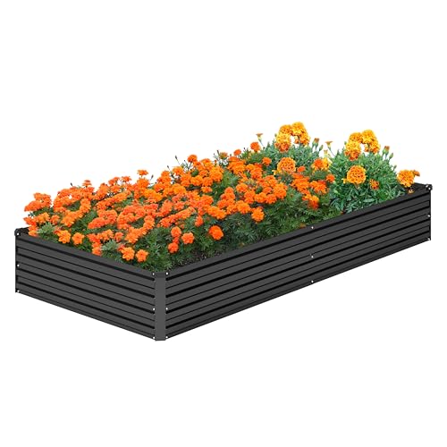 2PCS 8x4x1FT Galvanized Raised Garden Bed Kit (Black / 8x4x1(2PCS))