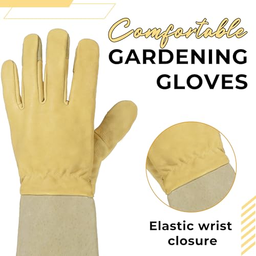Rose Pruning Gardening Gloves for Men Women (Vanilla / Large (Pack of 1))