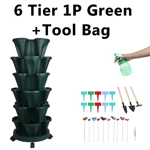 Vertical Planter Tower (Green / 6 Tier)