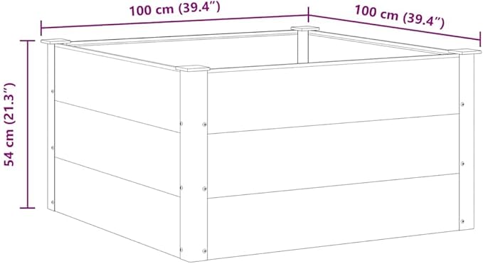 Grey Wood-Plastic Composite Aluminum Garden Raised Bed, 39.4 x 39.4 Inch Outdoor Planter Box for Flowers and Vegetables, Durable Elevated Planter with Modern Design for Patio