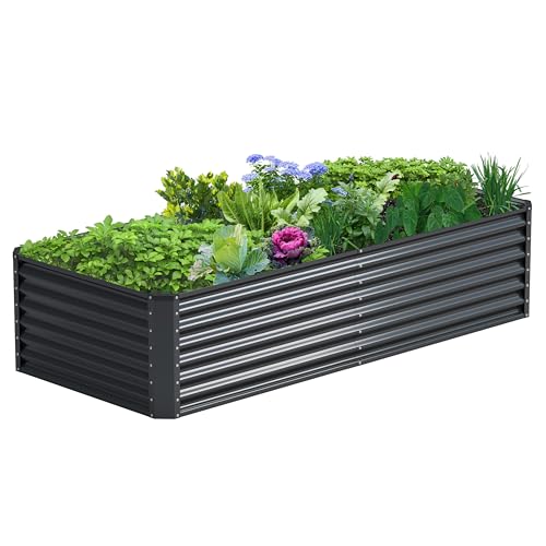 8x2x2FT Galvanized Raised Garden Bed (8x2x2 / Gray)