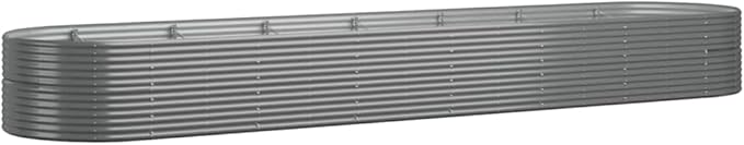 Garden Raised Bed Powder-Coated Steel 229.9"x55.1"x26.8" Gray,Raised Garden Bed,Outdoor Planters for Flower Herb Garden