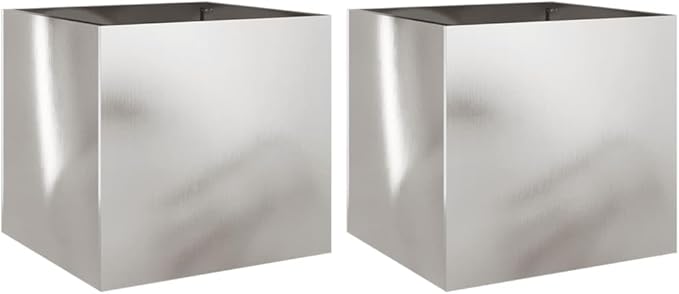 Planters,Multifunctional Raised Bed,Plant Privacy Fence,Balcony Planter Beds,Herb Planters,Greenhouse Planter,for Herbs,Flowers,Outdoor,Vegetables,2 pcs Silver 16.5"x15.7"x15.4" Stainless Steel