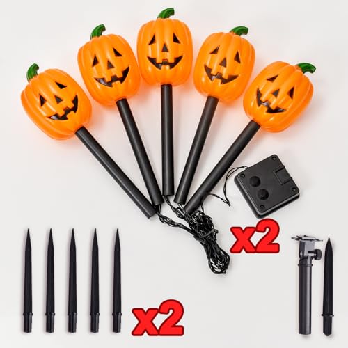 Halloween Pumpkin Stake Lights (Long Pumpkin / 10-Pack)