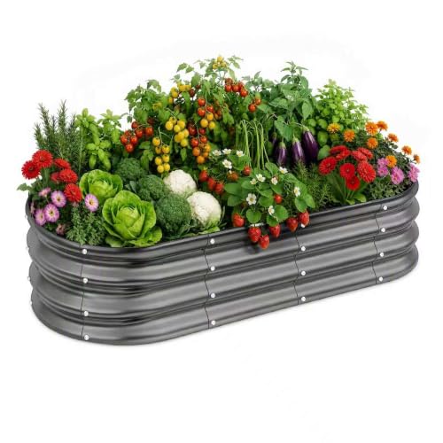 Galvanized Raised Garden Bed Kit (4×2×1ft(1pcs） / 2-grey)
