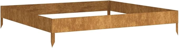 Garden Raised Bed, Rusty Corten Steel Planter Box, 39.4x39.4x7.3 Inch Square Outdoor Metal Garden Bed for Vegetables, Herbs, Flowers