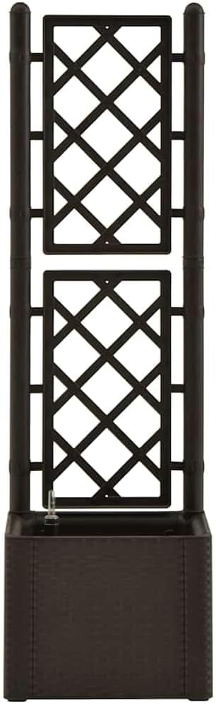 vidaXL Garden Raised Bed with Trellis, Raised Bed for Flowers and Plants, Self Watering Planter with Water Level Indicator, Outdoor and Indoor Use, Mocha, PP