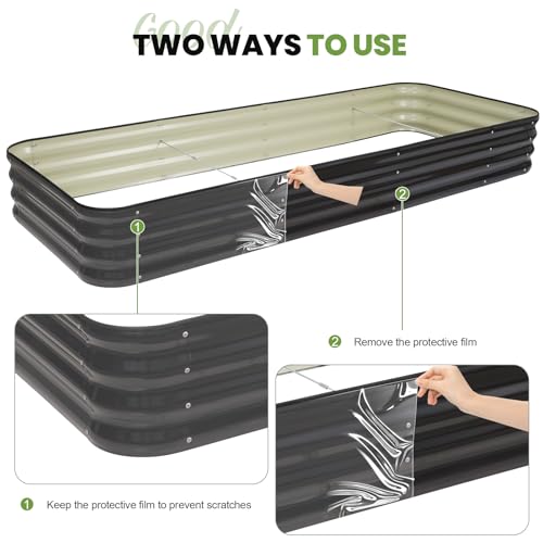 Raised Garden Beds Outdoor (Gray / 8x3x1ft(1pcs))
