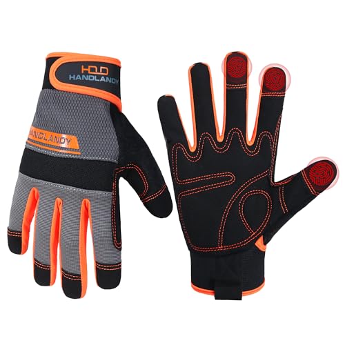 Work Gloves for Men & Women (Orange (1 Pair) / 2X-Large)
