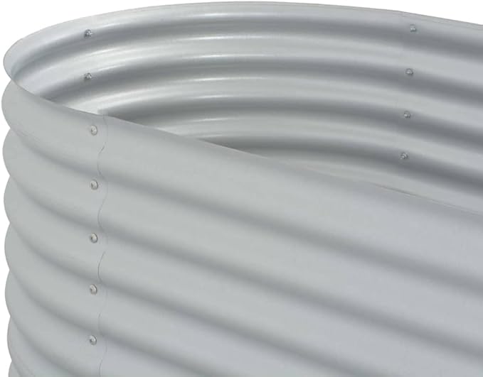 vidaXL Garden Raised Bed Galvanised Steel, Oval Garden Planter for Flowers and Planters, Bottomless Raised Flower Bed, Weather-Resistant, Silver, 94.5"x31.5"x31.9"