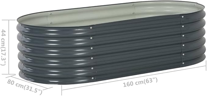 Garden Raised Bed 63"x31.5"x17.3" Galvanized Steel Gray,Raised Garden Bed,Outdoor Planters for Flower Herb Garden