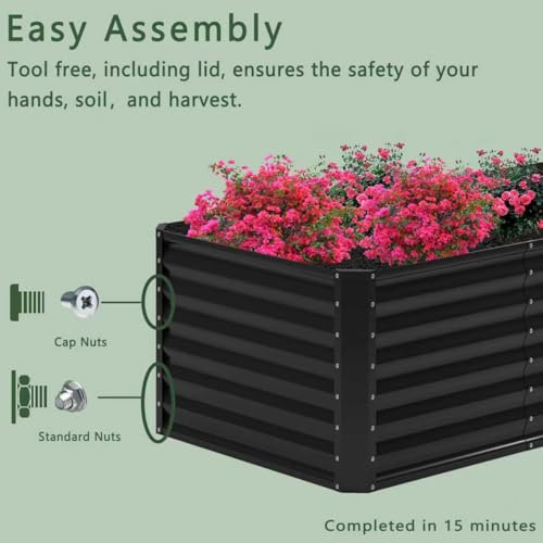 8x2x2FT Galvanized Raised Garden Bed (8x2x2FT(1PCS) / Black)