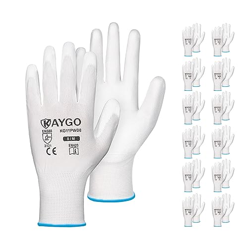 Safety Work Gloves for Men Women (White / Medium)