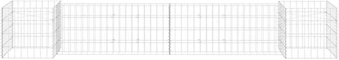 Galvanized Steel H-Shaped Gabion Planter Raised Bed,Outdoor Garden Galvanized Steel Wire Mesh Grid Stone Wall Flower Raised Bed for Vegetables Flowers Plants, 102.4"x15.7"x15.7"