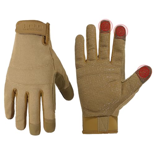 Work Gloves for Men & Women (Khaki (1 Pair) / 2X-Large)