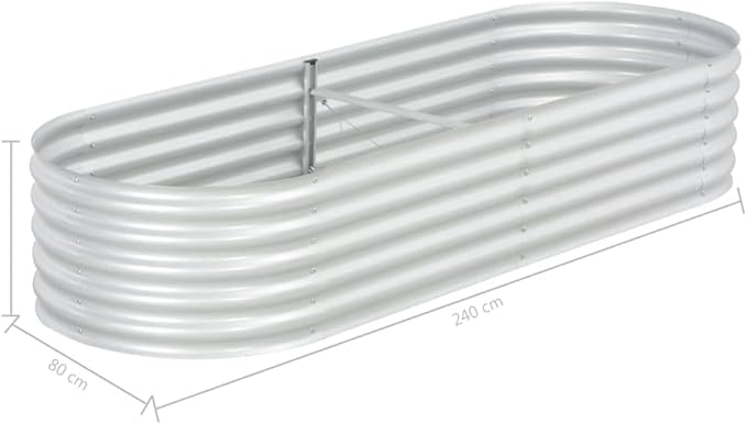 Metal Raised Garden Bed for Vegetables, Outdoor Garden Raised Planter Box, Backyard Patio Planter Raised Beds for Flowers,Herbs,Fruits Garden Raised Bed 94.5"x31.5"x17.3" Galvanised Steel Silver