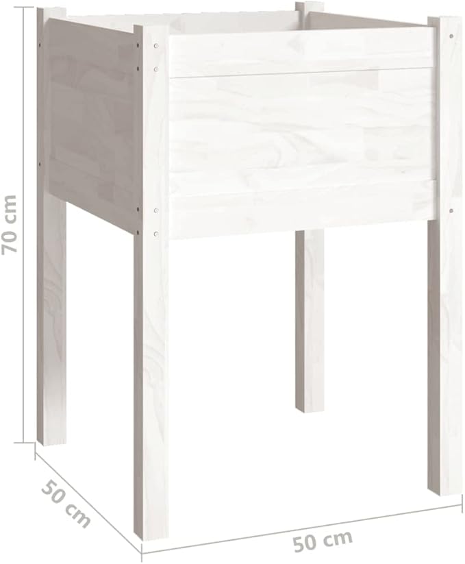 Garden Planters,Greenhouse Planter,Decorative Patio Planters,Patio Raised Beds,Vegetable Planters,Herb Planters,for Herbs,Fruits,Deep-rooted vegetables,2 pcs White 19.7"x19.7"x27.6" Solid Wood Pine