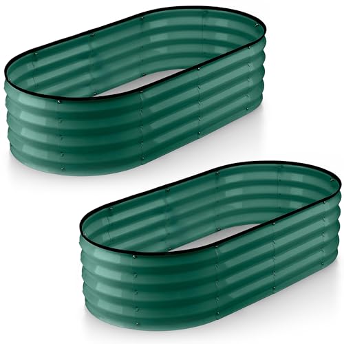 Galvanized Raised Garden Beds Outdoor (Dark Green)