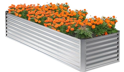8x2x2FT Galvanized Raised Garden Bed (8x2x2FT(1PCS) / Silver)