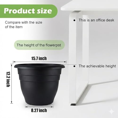6 Pack 16 Inch Large Plant Pots (Black / 16 inch)