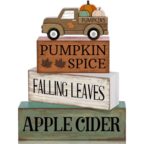 4 Pcs Fall Table Decoration for Home Fall Truck Decor (Pumpkin Truck)