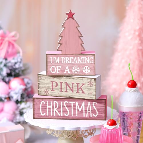 4 Pcs Pink Christmas Table Decor (Pink Christmas Tree)