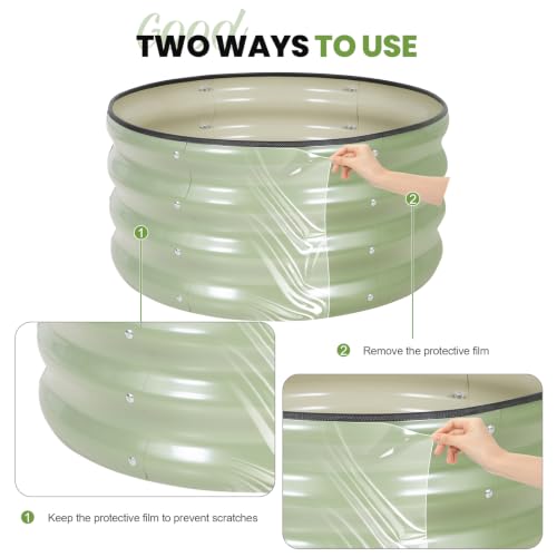 Round Raised Garden Bed Outdoor (Olive Green / 2x2x1 FT (2 Packs))