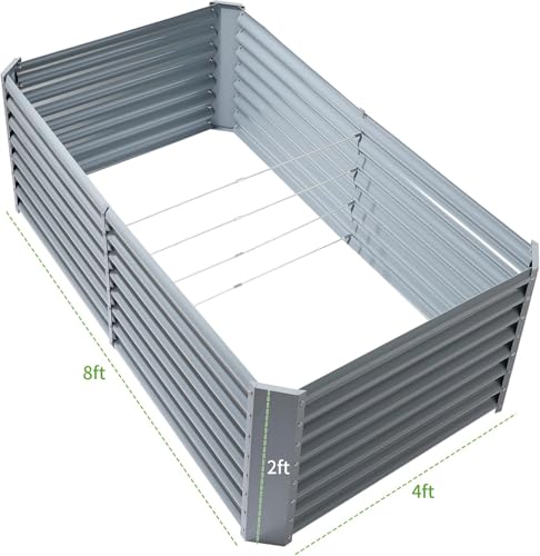 2 Pack 8×4×2ft Galvanized Raised Garden Bed Kit (Modern Grey / 8×4×2ft)