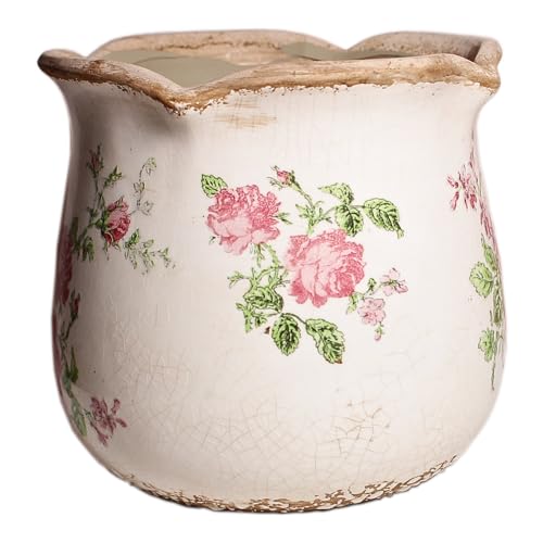 Shabby Chic Flower Pot (Rose Floral)